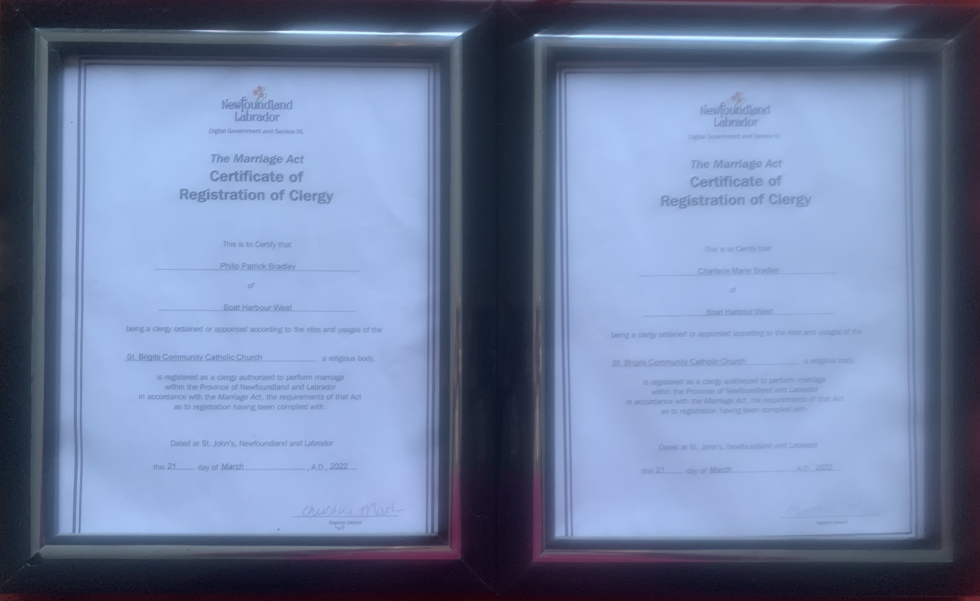 Certificate of Registration of Clergy